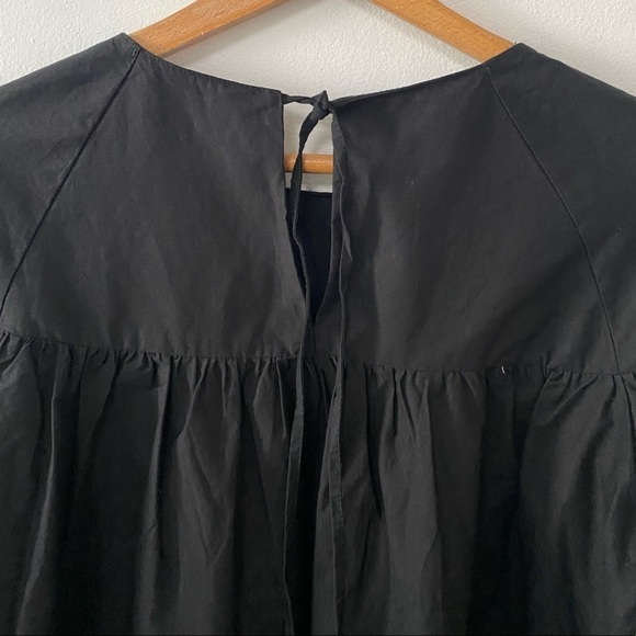 NWOT ZARA BLACK POPLIN BOHO TOP WITH FLORAL EMBROIDERED BOHO FRILLED SLEEVES - Picture 8 of 8